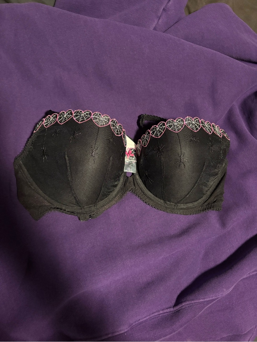 PINK Victoria's Secret Black Halloween Spider Bra